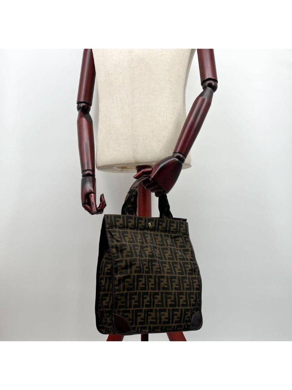 ★SOLD★ Fendi Zucca Tote Canvas Leather Foldable Rare - Picture 4 of 13